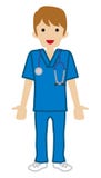Doctor de sexo masculino joven - friega stock de ilustración Doctor de sexo masculino joven - friega stock de ilustración