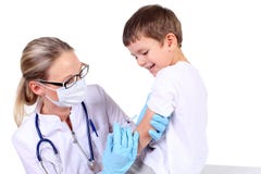 Doctor Doing Vaccine Injection To Child Stock Photography Doctor Doing Vaccine Injection To Child Stock Photography