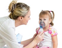 Doctor Holding Inhaler Mask For Kid Breathing Royalty Free Stock Photography Doctor Holding Inhaler Mask For Kid Breathing Royalty Free Stock Photography