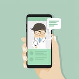 Doctor medical consultation online, Live chat with Doctor, internet health service. royalty free illustration Doctor medical consultation online, Live chat with Doctor, internet health service. royalty free illustration