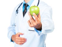 Doctor S Hand Holding A Fresh Green Apple Close-up Royalty Free Stock Images Doctor S Hand Holding A Fresh Green Apple Close-up Royalty Free Stock Images