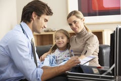 Doctor visiting sick child and mother at home Stock Photos Doctor visiting sick child and mother at home Stock Photos