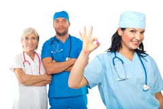 Doctor woman showing okay sign royalty free stock photo Doctor woman showing okay sign royalty free stock photo