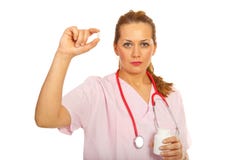 Doctor woman showing pill royalty free stock photos Doctor woman showing pill royalty free stock photos