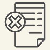 Document with cancel sign line icon. Paper with cross vector illustration isolated on white. Reject file outline style stock illustration Document with cancel sign line icon. Paper with cross vector illustration isolated on white. Reject file outline style stock illustration