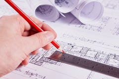 Documents for the project engineering work stock image Documents for the project engineering work stock image