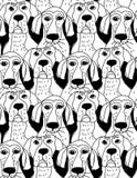 Dogs characters emotions black and white seamless pattern. stock illustration Dogs characters emotions black and white seamless pattern. stock illustration
