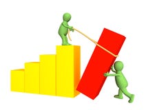 Dois 3d sócios - fantoches, instalando o diagrama ilustração stock Dois 3d sócios - fantoches, instalando o diagrama ilustração stock