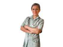 Doktor oder Krankenschwester in der Uniform mit Stethoskop um Hals und gekreuzte H?nde Gl?ckliches Positiv l?chelte wei?e Frau Ge stockbilder Doktor oder Krankenschwester in der Uniform mit Stethoskop um Hals und gekreuzte H?nde Gl?ckliches Positiv l?chelte wei?e Frau Ge stockbilder