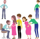 Doktorer och gravid kontrollvektor stock illustrationer Doktorer och gravid kontrollvektor stock illustrationer
