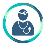 Doktorska ikona z odbłyśnika fonendoskopem w abstrakcjonistycznym okręgu i narzędziem ilustracja wektor Doktorska ikona z odbłyśnika fonendoskopem w abstrakcjonistycznym okręgu i narzędziem ilustracja wektor