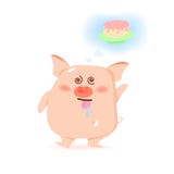 Dolce dolce affamato del maiale, personaggi dei cartoni animati svegli, nuovo anno cinese, anno del maiale sull'illustrazione bia royalty illustrazione gratis Dolce dolce affamato del maiale, personaggi dei cartoni animati svegli, nuovo anno cinese, anno del maiale sull'illustrazione bia royalty illustrazione gratis