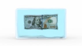 Dollar eingefroren in einem Eisblock stock abbildung Dollar eingefroren in einem Eisblock stock abbildung