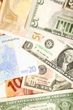 Dollar- och eurovalutabakgrund royaltyfri bild Dollar- och eurovalutabakgrund royaltyfri bild
