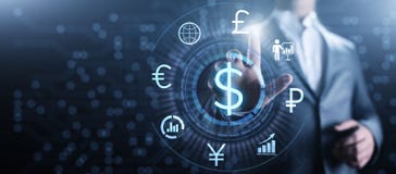 Dollarpictogram op het scherm Munt Forex van het handeltarief Bedrijfsconcept stock fotografie Dollarpictogram op het scherm Munt Forex van het handeltarief Bedrijfsconcept stock fotografie