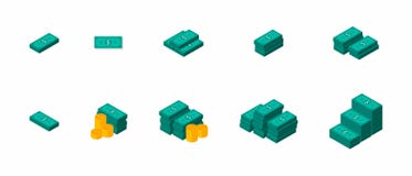 Dollars Bundles, Money, Pile of money, Icon set royalty free illustration Dollars Bundles, Money, Pile of money, Icon set royalty free illustration