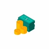 Dollars Bundles, Money, Dollar, Pile of money, Coin, Isometric, Finance, Business, No background, Vector, Flat icon royalty free illustration Dollars Bundles, Money, Dollar, Pile of money, Coin, Isometric, Finance, Business, No background, Vector, Flat icon royalty free illustration