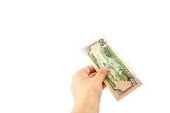 Fifty dollars in hand on white background stock image Fifty dollars in hand on white background stock image
