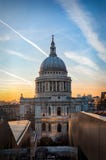 The Dome of St. Pauls Cathedral in London at sunset stock photos The Dome of St. Pauls Cathedral in London at sunset stock photos