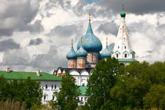 Domes Of Nativity Cathedral. Suzdal, Russia. Royalty Free Stock Images
