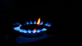 Domestic gas stove is lit blue video gas stock photo Domestic gas stove is lit blue video gas stock photo