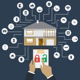 domowy mądrze Płaskiego projekta stylu ilustracyjny pojęcie mądrze domowy technologia system z centralizującą kontrola ilustracji domowy mądrze Płaskiego projekta stylu ilustracyjny pojęcie mądrze domowy technologia system z centralizującą kontrola ilustracji
