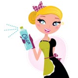Dona de casa - empregada doméstica retro francesa com pulverizador da limpeza ilustração do vetor Dona de casa - empregada doméstica retro francesa com pulverizador da limpeza ilustração do vetor