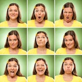 Donkerbruine lange vierkante de inzamelingsreeks van de haar volwassen Kaukasische vrouw van gezichtsuitdrukking als gelukkig, dr Stock Fotografie Donkerbruine lange vierkante de inzamelingsreeks van de haar volwassen Kaukasische vrouw van gezichtsuitdrukking als gelukkig, dr Stock Fotografie