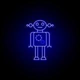 donna del robot, linea icona dell'ingranaggio nello stile al neon blu I segni ed i simboli possono essere usati per il web, logo, royalty illustrazione gratis donna del robot, linea icona dell'ingranaggio nello stile al neon blu I segni ed i simboli possono essere usati per il web, logo, royalty illustrazione gratis