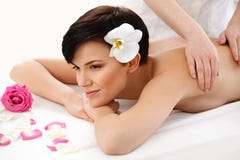 Donna della stazione termale Primo piano di bella donna che ottiene trattamento della stazione termale immagini stock Donna della stazione termale Primo piano di bella donna che ottiene trattamento della stazione termale immagini stock