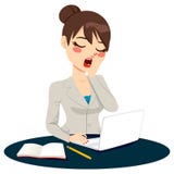 Donna di affari esaurita Yawning illustrazione vettoriale Donna di affari esaurita Yawning illustrazione vettoriale