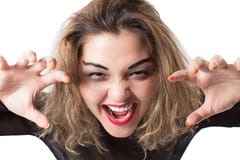 Donna emozionale che grida e che grida immagini stock Donna emozionale che grida e che grida immagini stock