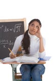 Donna indiana dello studente di college che studia l'esame di per la matematica fotografia stock Donna indiana dello studente di college che studia l'esame di per la matematica fotografia stock