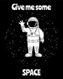 Donnez-moi un certain espace Petit astronaute mignon dans la main de ondulation de l'espace Conception de carte postale illustration libre de droits Donnez-moi un certain espace Petit astronaute mignon dans la main de ondulation de l'espace Conception de carte postale illustration libre de droits