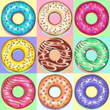 Donuts Punchy Pastel Set Of 9 Flavours Royalty Free Stock Photos