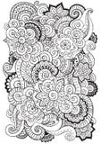 Doodle background in vector with flowers, paisley. Black and white. royalty free illustration Doodle background in vector with flowers, paisley. Black and white. royalty free illustration
