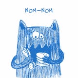 Doodle monster. Hand drawn sketch illustration. Funny character drawn with blue pen isolated on a white background. stock illustration Doodle monster. Hand drawn sketch illustration. Funny character drawn with blue pen isolated on a white background. stock illustration