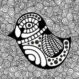 Doodle pattern with black and white bird image for coloring. vector illustration Doodle pattern with black and white bird image for coloring. vector illustration