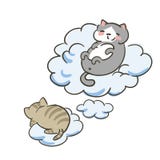 Doodle χαριτωμένο λίγο διανυσματικό όνειρο μυγών σύννεφων γατών διανυσματική απεικόνιση Doodle χαριτωμένο λίγο διανυσματικό όνειρο μυγών σύννεφων γατών διανυσματική απεικόνιση