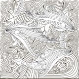 Doodle нарисованный рукой удит на волнах, анти- странице расцветки стресса иллюстрация штока Doodle нарисованный рукой удит на волнах, анти- странице расцветки стресса иллюстрация штока