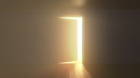 Door opens and bright light flooding a dark room