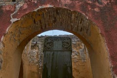 The entrance and door to the ancient wushu temple in Wudangshan mountain royalty free stock photo The entrance and door to the ancient wushu temple in Wudangshan mountain royalty free stock photo
