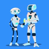Dos robots en amor son el fecha con los vidrios de Champagne Vector Ilustración aislada libre illustration Dos robots en amor son el fecha con los vidrios de Champagne Vector Ilustración aislada libre illustration