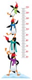 Dosez le mur ou le diagramme de taille avec les pingouins drôles illustration libre de droits Dosez le mur ou le diagramme de taille avec les pingouins drôles illustration libre de droits