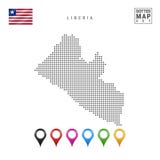 Dots Pattern Vector Map av Liberia Stiliserad kontur av Liberia flag liberia Uppsättning av mångfärgade översiktsmarkörer vektor illustrationer Dots Pattern Vector Map av Liberia Stiliserad kontur av Liberia flag liberia Uppsättning av mångfärgade översiktsmarkörer vektor illustrationer