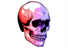 Dotted colorful halftone skull icon drawn with rainbow color variations with horizontal gradient on a black background. vector illustration Dotted colorful halftone skull icon drawn with rainbow color variations with horizontal gradient on a black background. vector illustration