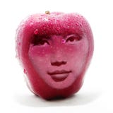 Double exposure image of red apple