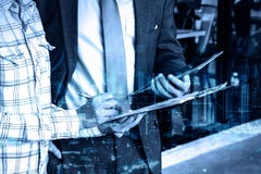 Double exposure Professional businessman hold digital tablet royalty free stock image Double exposure Professional businessman hold digital tablet royalty free stock image