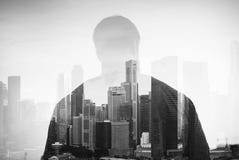 Double exposure of young man and panoramic view on royalty free stock photo Double exposure of young man and panoramic view on royalty free stock photo