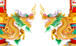 Double golden dragon statue isolated on white background Stock Photography Double golden dragon statue isolated on white background Stock Photography